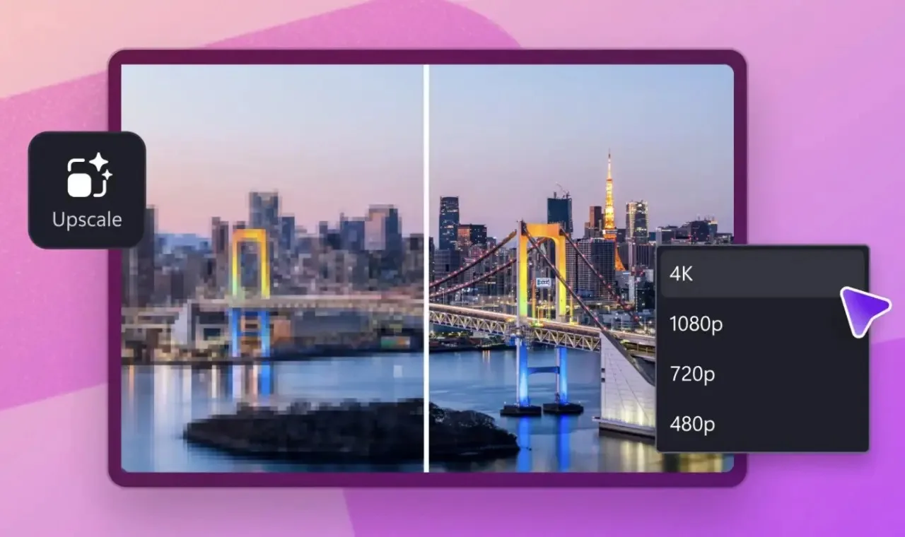 图片来源:IT之家 微软 Clipchamp 视频超分辨率功能界面(示意图)