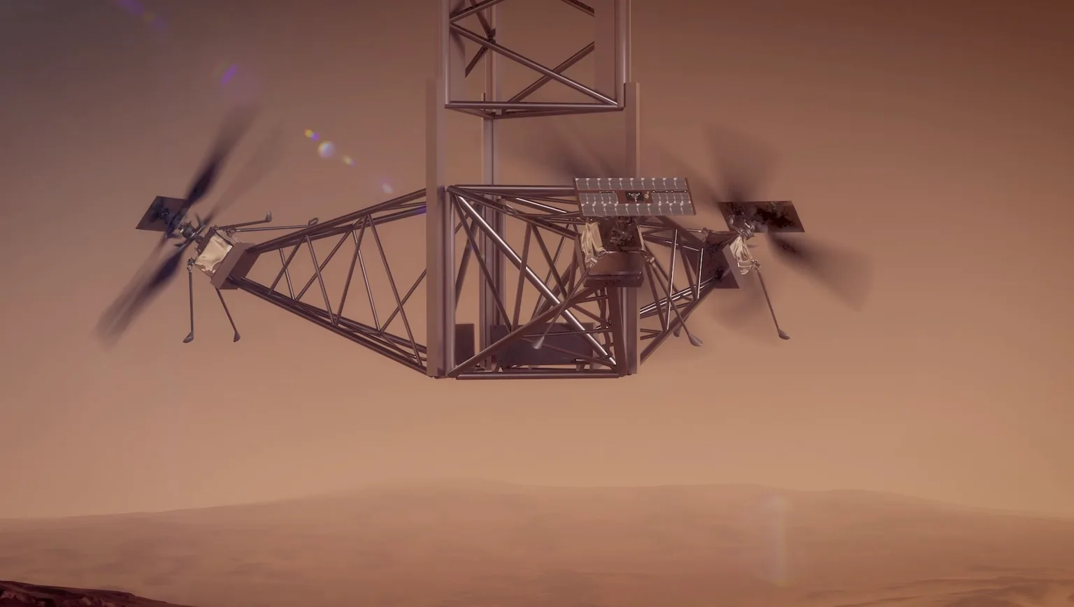 NASA SkyFall 火星直升机艺术想象图