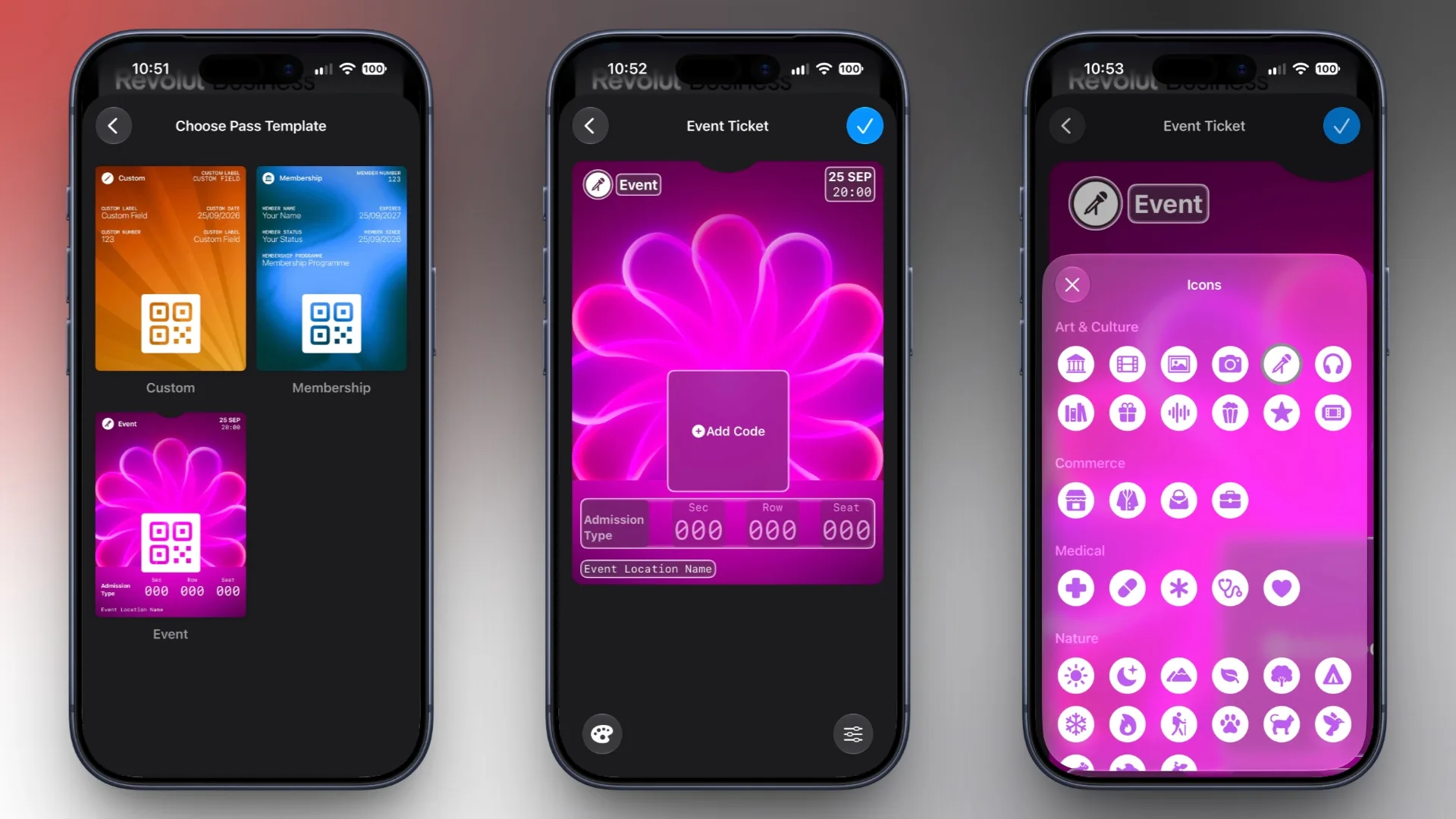 iPhone 钱包 App 中新增的创建通行证入口