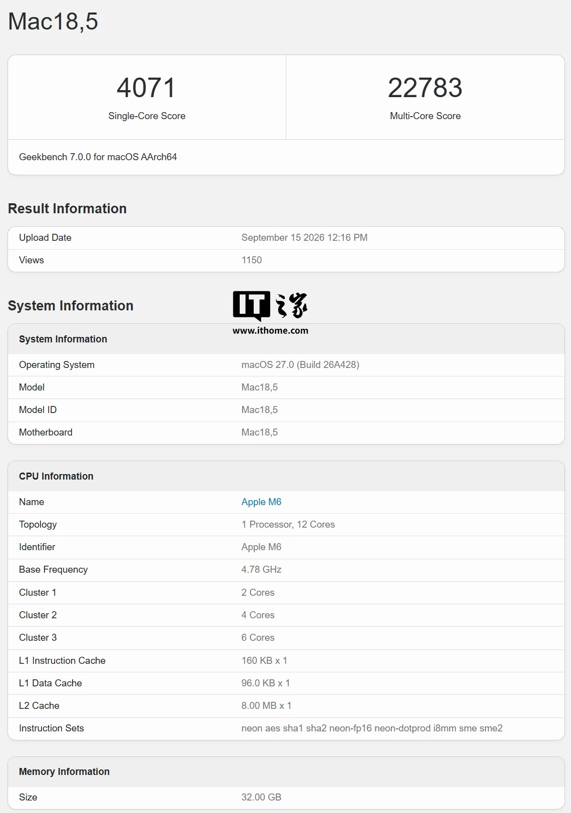 苹果 M6 Mac mini 跑分曝光