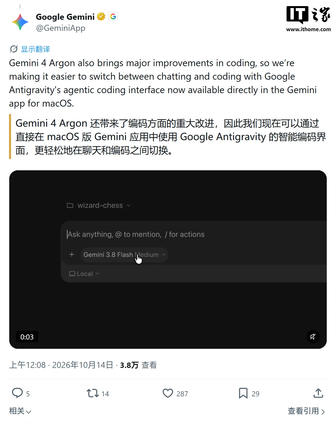 图片来源:IT之家 Gemini 4 Argon 模型示意图