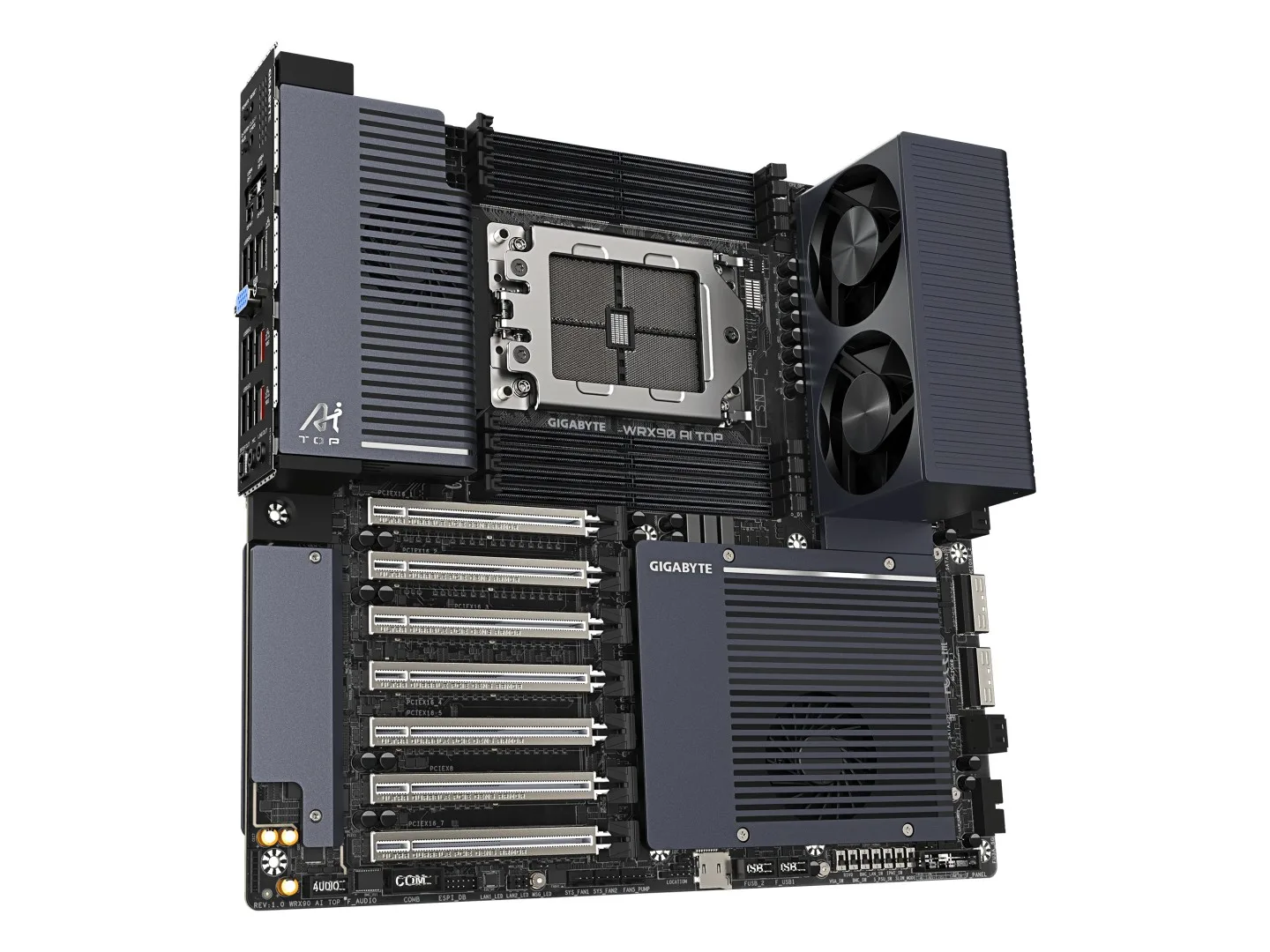 技嘉WRX90 AI TOP工作站主板上线：7条PCIe插槽、集成BMC