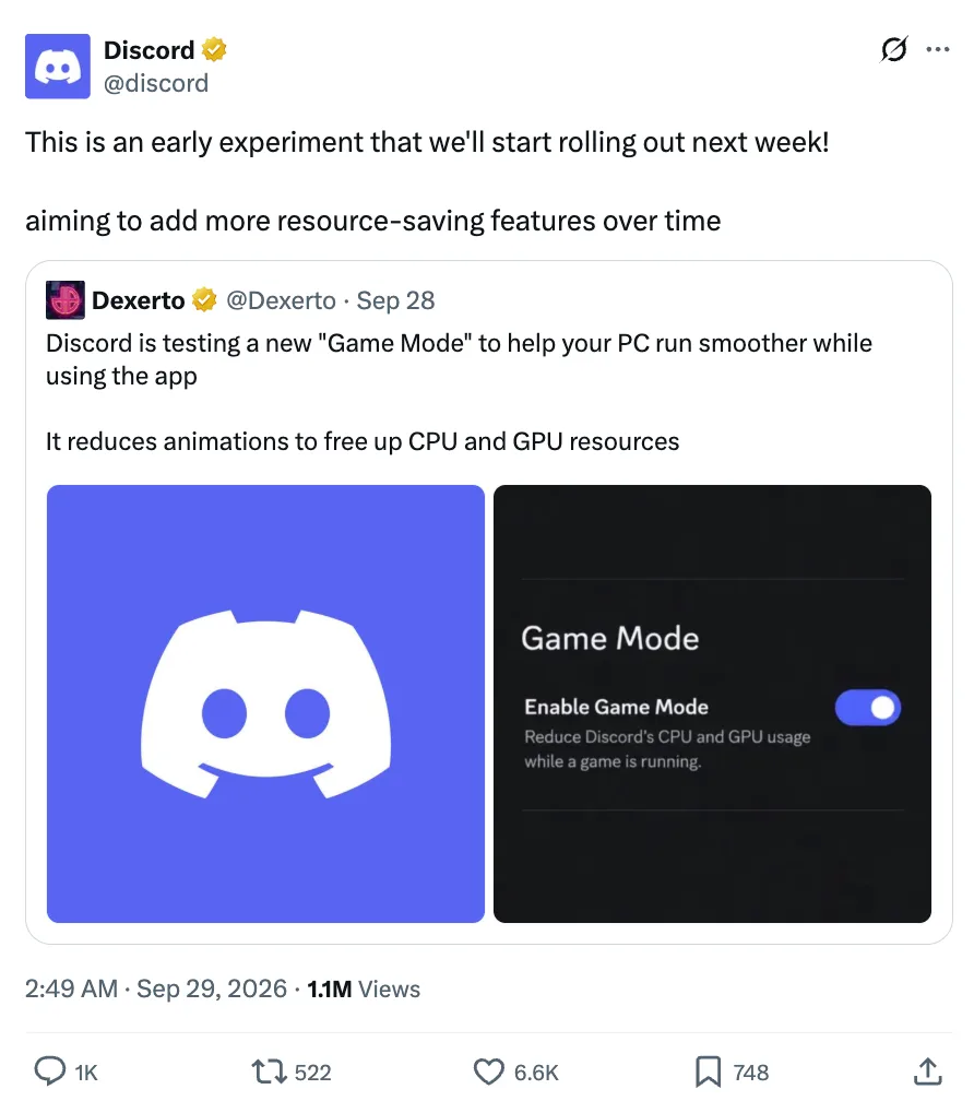 图片来源:Discord / IT之家 Discord 游戏模式测试界面