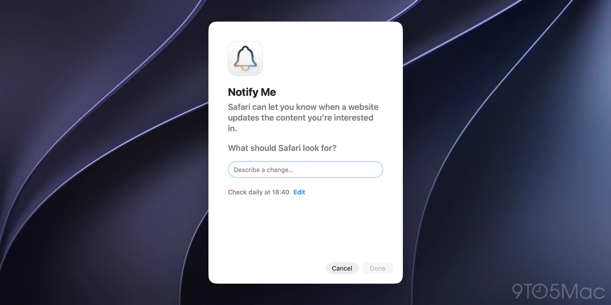 macOS 27 Safari 新功能 Notify Me：盯着网页降价自动提醒