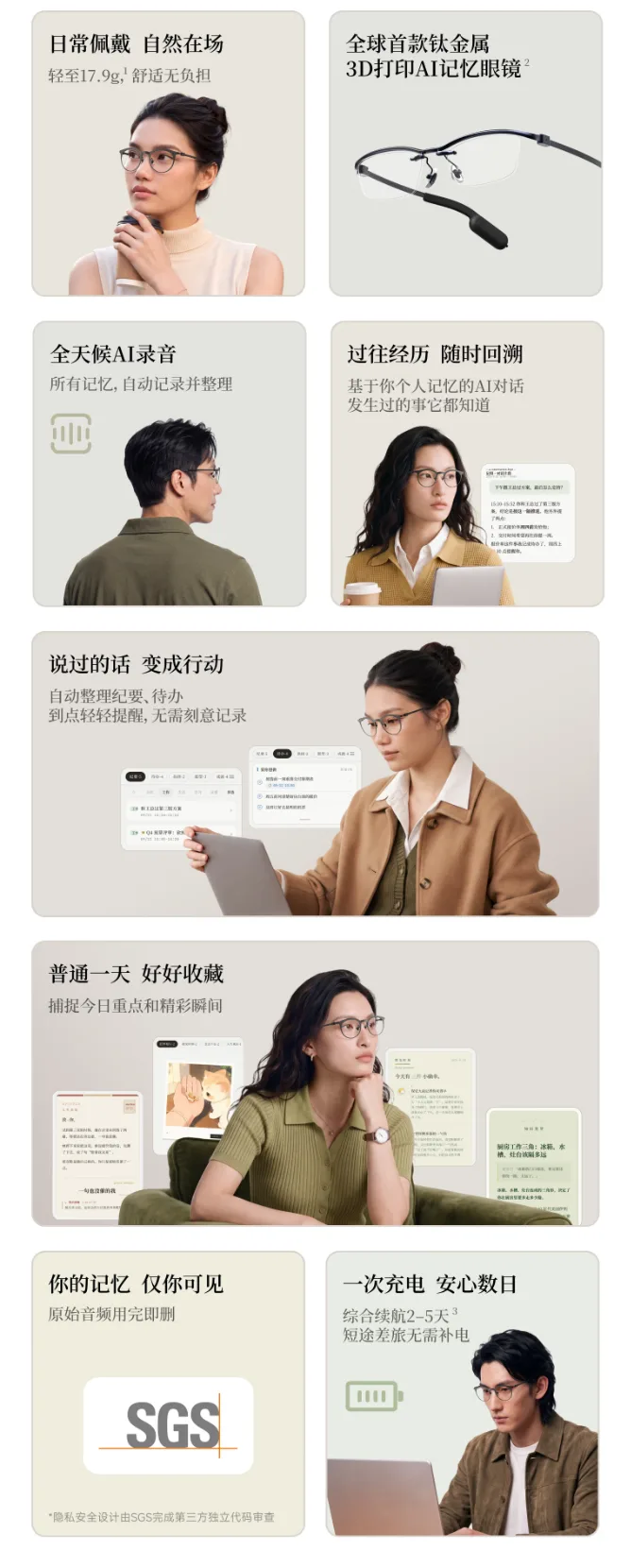 极米记得 AI 记忆眼镜 G1 产品图